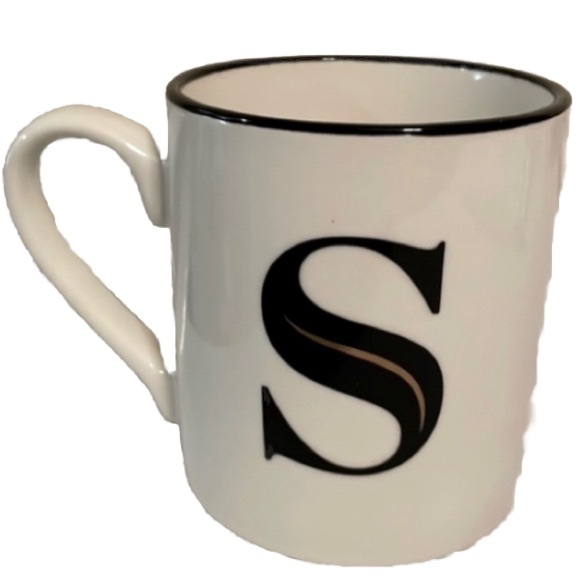 THRESHOLD Monogram S Letter Stoneware Coffee Tea Mug Cup 16 oz - Picture 1 of 9